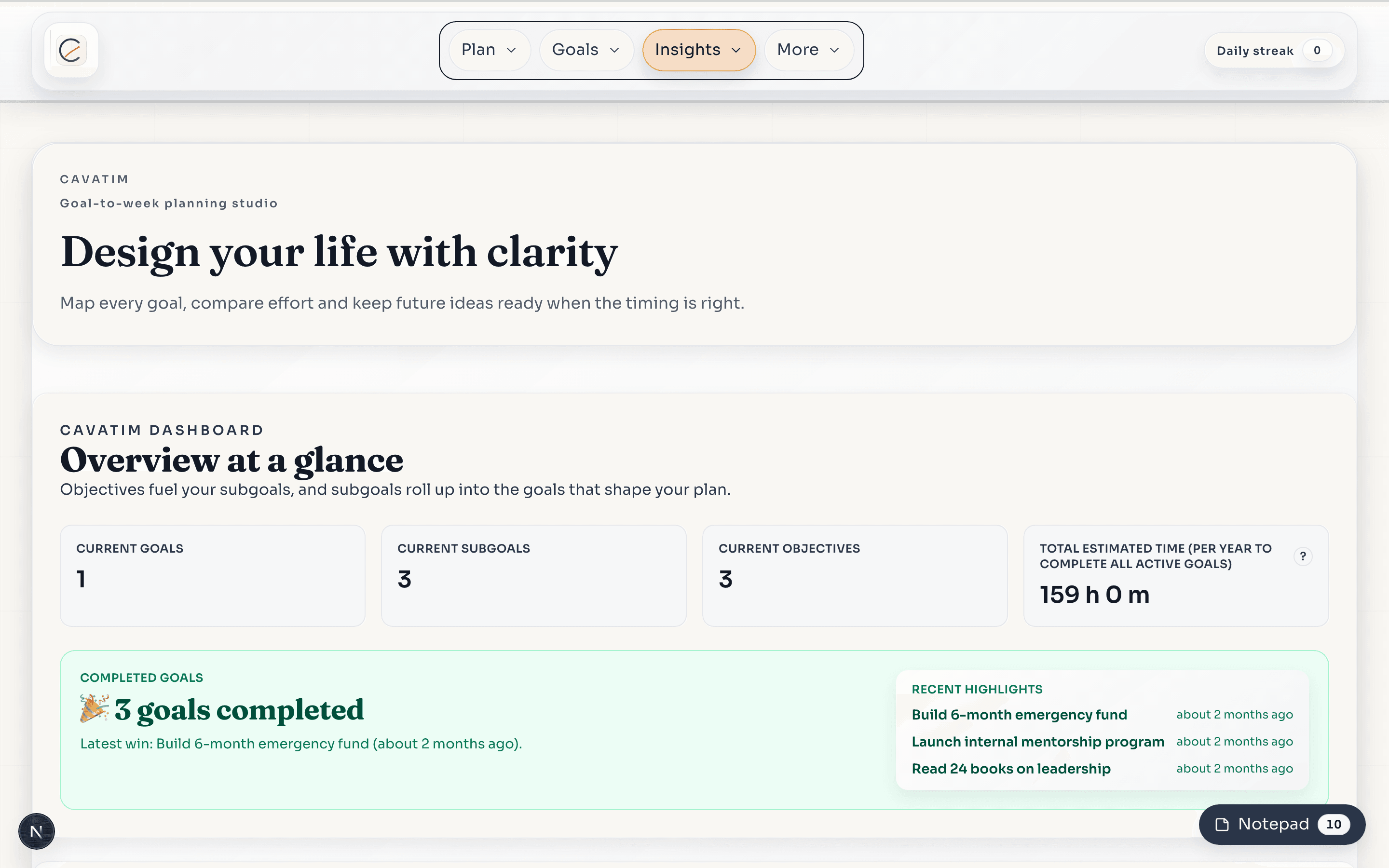 Planner dashboard preview